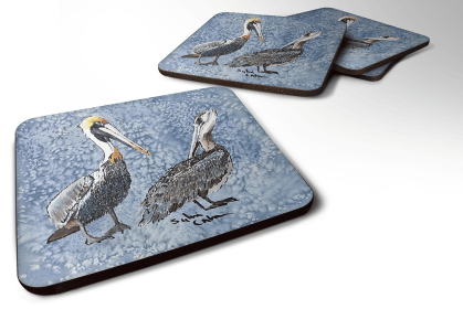 Bird - Foam Coaster (Color: Birds/Bird - Pelican 7, size: 3.5 x 3.5)