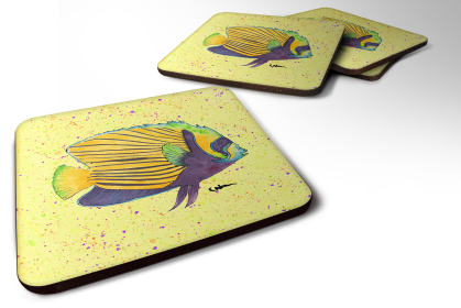 Fish/Sealife Foam Coaster (Color: Yellow Fish on Yellow, size: 3.5 x 3.5)