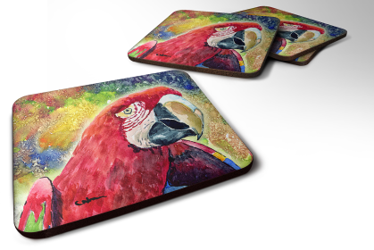 Bird - Foam Coaster (Color: Bird - Parrot, size: 3.5 x 3.5)