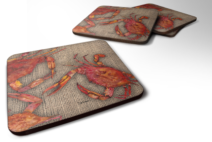 Burlap/Dog Breed Foam Coaster (Color: Cooked Crabs, size: 3.5 x 3.5)