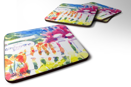 Houses Foam Coaster (Color: Inn fence, size: 3.5 x 3.5)