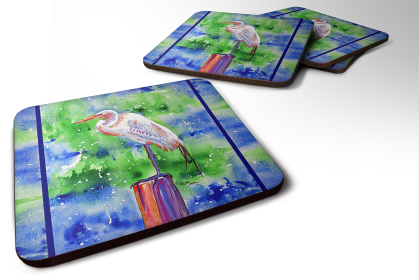 Bird - Foam Coaster (Color: Birds/Bird - Egret, size: 3.5 x 3.5)