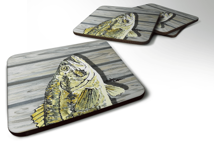 Fish/Sealife Foam Coaster (Color: Small mouth Bass Fish on Pier, size: 3.5 x 3.5)