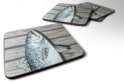 Fish/Sealife Foam Coaster (Color: Speckled Trout Fish on Pier, size: 3.5 x 3.5)