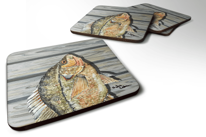 Fish/Sealife Foam Coaster (Color: Croppie Fish on Pier, size: 3.5 x 3.5)