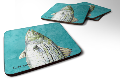 Fish/Sealife Foam Coaster (Color: Striped Bass Fish, size: 3.5 x 3.5)