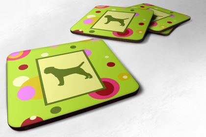 Dog Silhouette Foam Coaster Set of 4 (Dog Breed: Border Terrier)