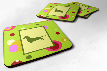 Dog Silhouette Foam Coaster Set of 4 (Dog Breed: Dachshund)