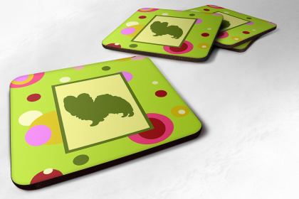 Dog Silhouette Foam Coaster Set of 4 (Dog Breed: Papillon)