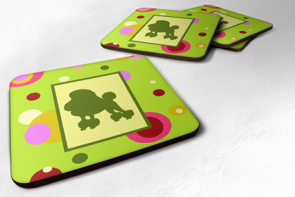 Dog Silhouette Foam Coaster Set of 4 (Dog Breed: Poodle)