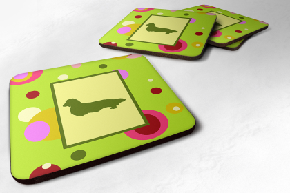 Dog Silhouette Foam Coaster Set of 4 (Dog Breed: Dachshund 1)