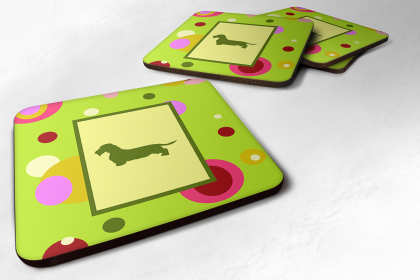 Dog Silhouette Foam Coaster Set of 4 (Dog Breed: Dachshund 2)