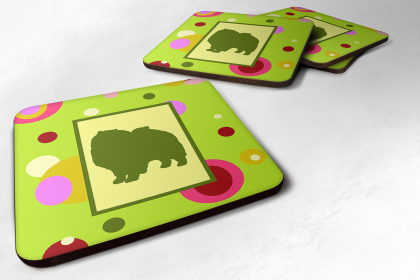 Dog Silhouette Foam Coaster Set of 4 (Dog Breed: Keeshond)
