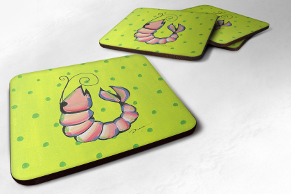 Shrimp Foam Coaster Set of 4 (Color: LD6119FC, size: 3.5 x 3.5)
