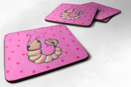 Shrimp Foam Coaster Set of 4 (Color: LD6122FC, size: 3.5 x 3.5)