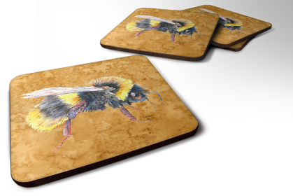 Bee Foam Coaster (Color: Bee on Gold, size: 3.5 x 3.5)