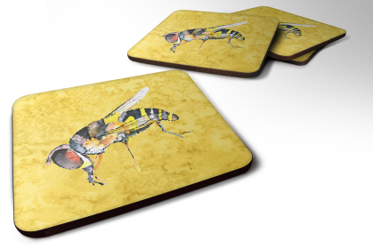 Bee Foam Coaster (Color: Bee on Yellow, size: 3.5 x 3.5)