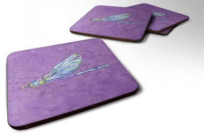 Dragonfly Foam Coaster (Color: Dragonfly on Purple, size: 3.5 x 3.5)