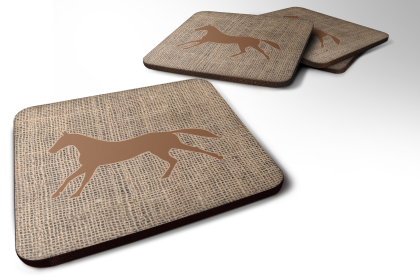 Burlap/Animals Foam Coaster (Color: Horse Brown, size: 3.5 x 3.5)