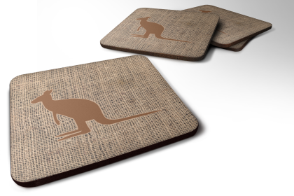 Burlap/Animals Foam Coaster (Color: Kangaroo Brown, size: 3.5 x 3.5)