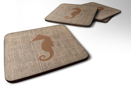 Burlap/Sealife Foam Coaster (Color: Sea Horse Brown, size: 3.5 x 3.5)