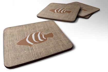 Burlap/Sealife Foam Coaster (Color: Fish Brown, size: 3.5 x 3.5)