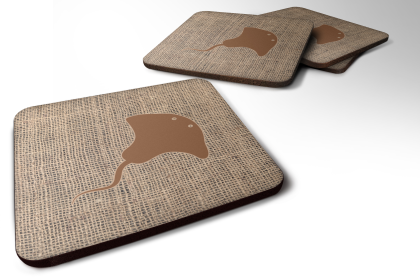 Burlap/Sealife Foam Coaster (Color: Stingray Brown 2, size: 3.5 x 3.5)