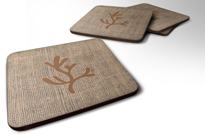Burlap/Sealife Foam Coaster (Color: Coral Brown 2, size: 3.5 x 3.5)
