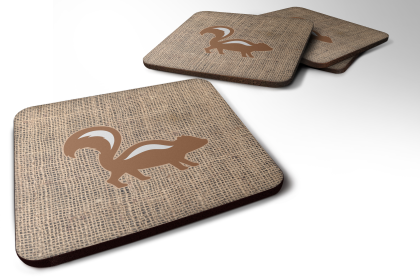 Burlap/Animals Foam Coaster (Color: Skunk Brown, size: 3.5 x 3.5)