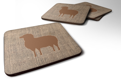 Burlap/Animals Foam Coaster (Color: Sheep Brown 2, size: 3.5 x 3.5)