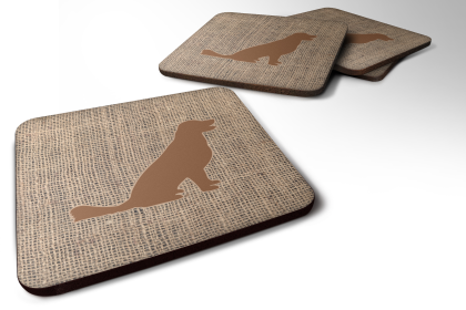 Burlap/Dog Breed Foam Coaster (Color: Labrador Brown, size: 3.5 x 3.5)
