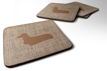 Burlap/Dog Breed Foam Coaster (Color: Dachshund Brown, size: 3.5 x 3.5)