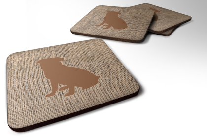 Burlap/Dog Breed Foam Coaster (Color: Pug Brown, size: 3.5 x 3.5)