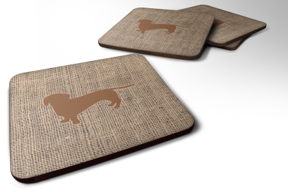 Burlap/Dog Breed Foam Coaster (Color: Dachshund Brown 2, size: 3.5 x 3.5)