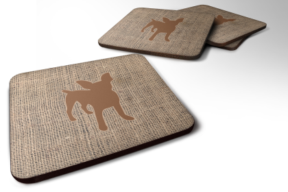 Burlap/Sealife Foam Coaster (Color: Chihuahua Brown 2, size: 3.5 x 3.5)