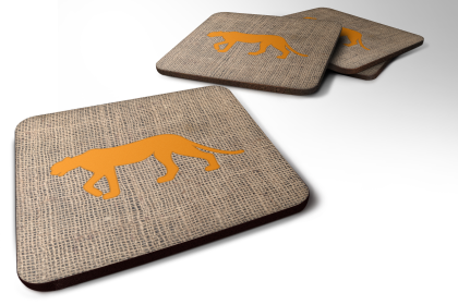 Burlap/Animals Foam Coaster (Color: Leopard Orange, size: 3.5 x 3.5)