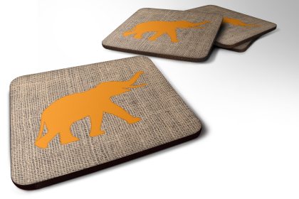 Burlap/Animals Foam Coaster (Color: Elephant Orange, size: 3.5 x 3.5)