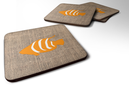 Burlap/Sealife Foam Coaster (Color: Fish Orange, size: 3.5 x 3.5)