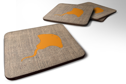 Burlap/Sealife Foam Coaster (Color: Stingray Orange 2, size: 3.5 x 3.5)