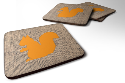 Burlap/Animals Foam Coaster (Color: Squirrel Orange, size: 3.5 x 3.5)