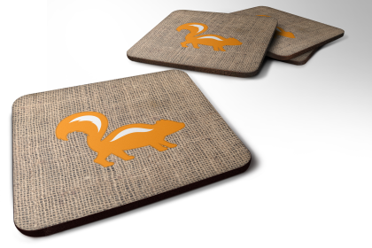 Burlap/Animals Foam Coaster (Color: Skunk Orange, size: 3.5 x 3.5)