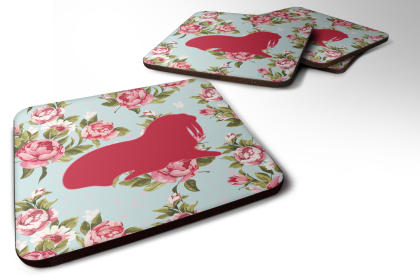 Sealife / shabby Chic Blue Roses Foam Coaster (Color: Walrus, size: 3.5 x 3.5)