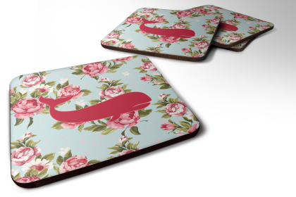 Sealife / shabby Chic Blue Roses Foam Coaster (Color: Whale, size: 3.5 x 3.5)