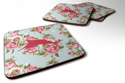 Fish/Sealife Foam Coaster (Color: Marlin Shabby Chic Blue Roses, size: 3.5 x 3.5)