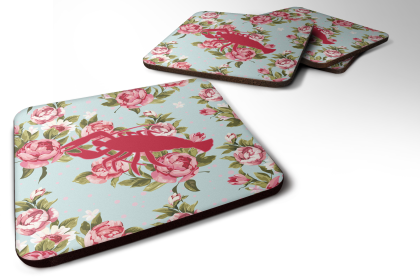 Sealife / shabby Chic Blue Roses Foam Coaster (Color: Lobster 1, size: 3.5 x 3.5)