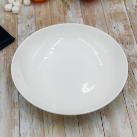 [ Set of 3 ] ROUND DEEP PLATE 10" | 25.5 CM (Color: White)