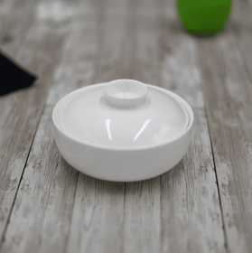 [ Set of 6 ] 5" | 12.5 CM 11 FL OZ | 320 ML SOUP CUP WITH LID (Color: White)