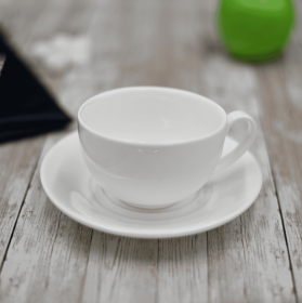 [ Set of 6 ] 8 FL OZ | 250 ML TEA CUP & SAUCER (Color: White)