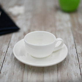 [ Set of 6 ] 3 FL OZ | 100 ML COFFEE CUP & SAUCER (Color: White)