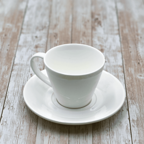 [ Set of 6 ] 6 FL OZ | 180 ML TEA CUP & SAUCER (Color: White)